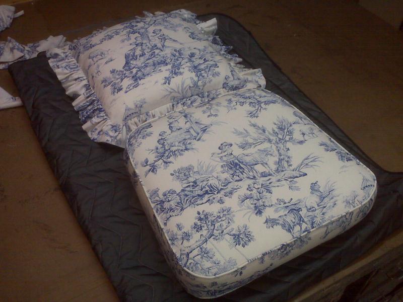 Wicker Chair Seat and Ruffled Back Pillow
